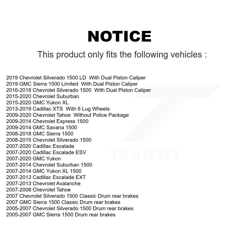 [Avant] Kit de Disque de frein pour Chevrolet Silverado 1500 GMC Sierra Tahoe Cadillac Yukon Suburban Escalade XL Avalanche Classic XTS ESV Express LD EXT Savana Limited K8-100089