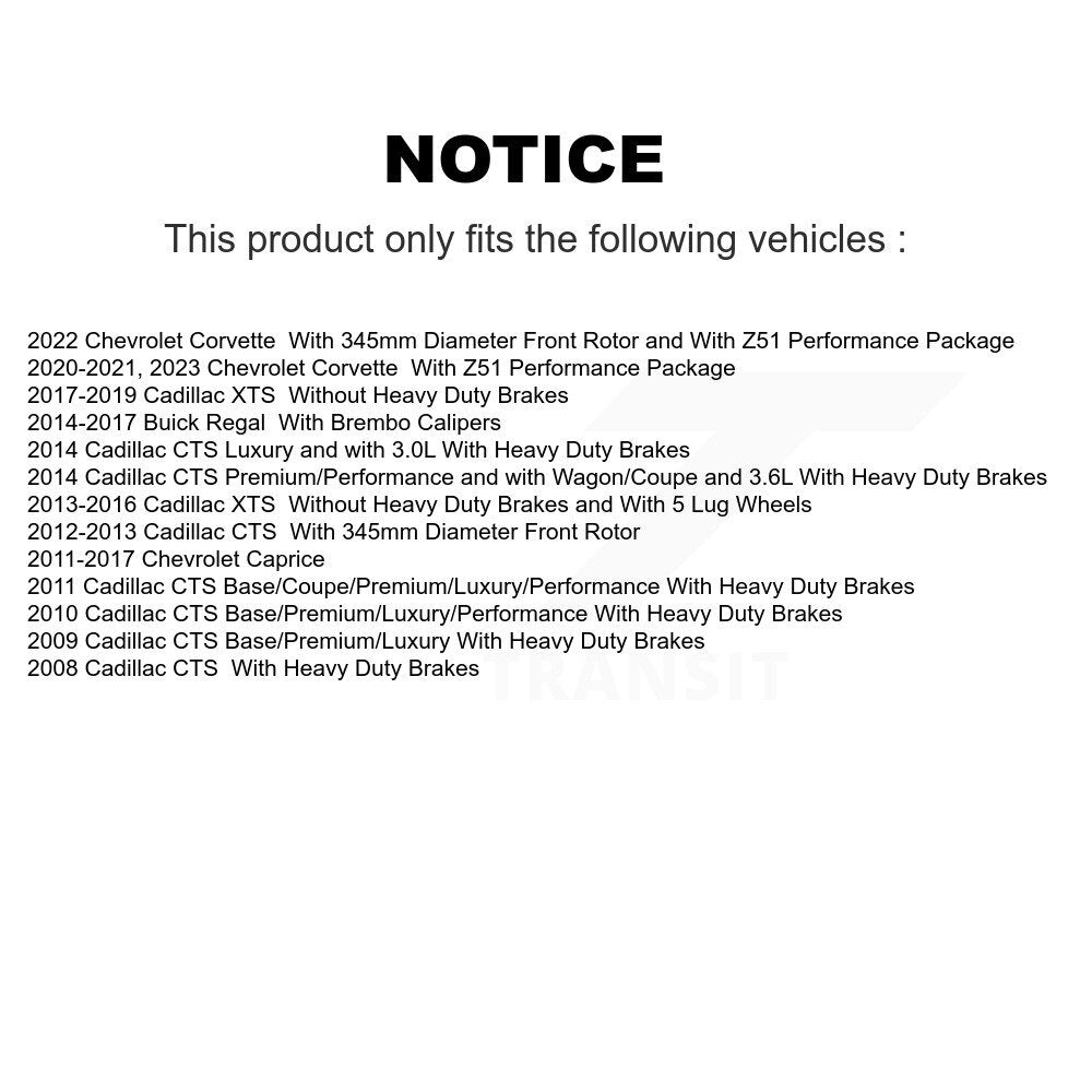 [Avant] Kit de Disque de frein pour Cadillac CTS XTS Buick Regal Chevrolet Caprice Corvette K8-100106
