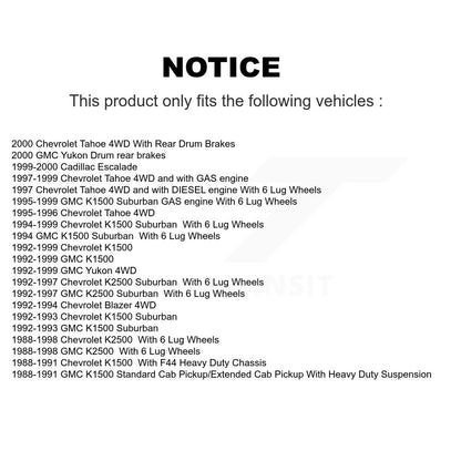 [Avant] Kit de Disque de frein pour Chevrolet K1500 GMC Tahoe K2500 Suburban Yukon Cadillac Escalade Blazer K8-100126
