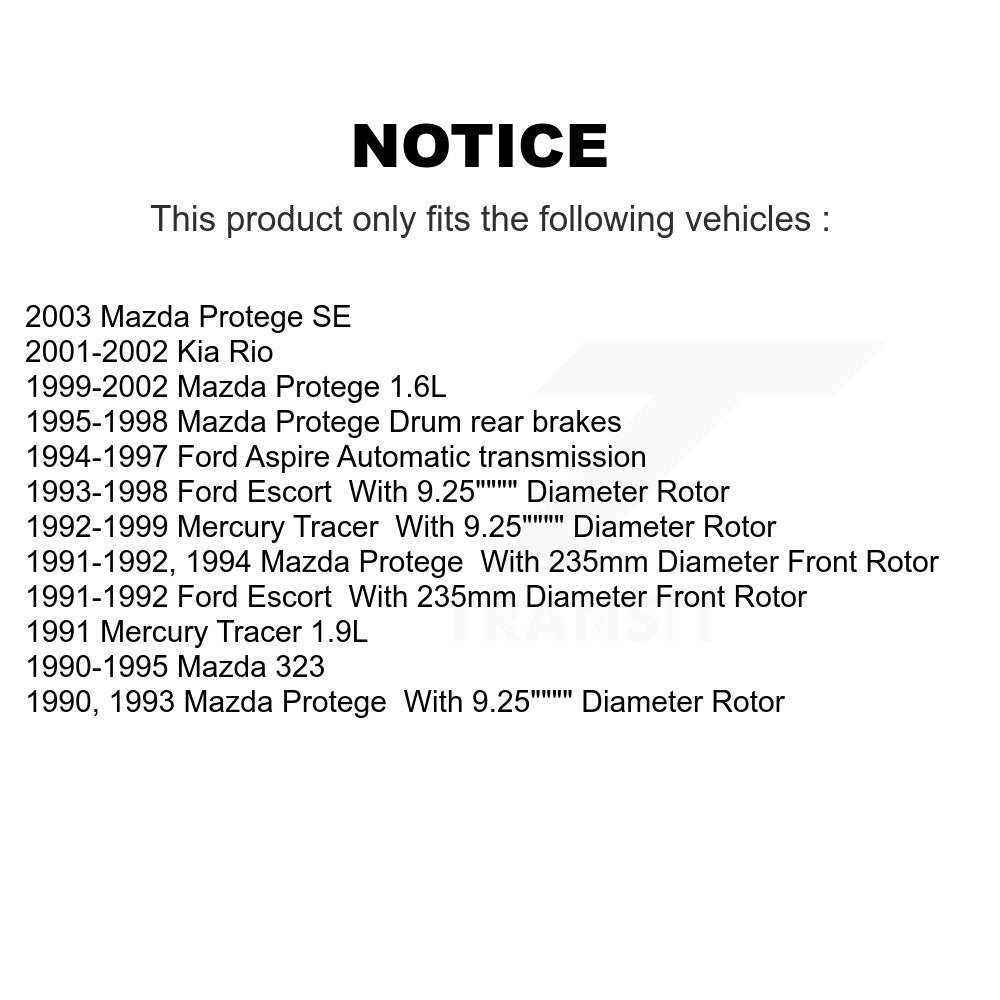 [Avant] Kit de Disque de frein pour Mazda Protege Ford Escort Mercury Tracer Kia Rio Aspire 323 K8-100131