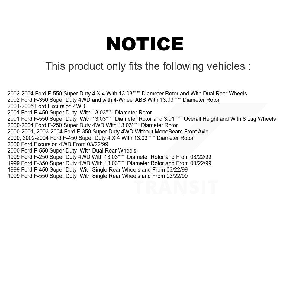 [Avant] Kit de Disque de frein pour Ford F-250 Super Duty F-350 Excursion F-550 F-450 K8-100153