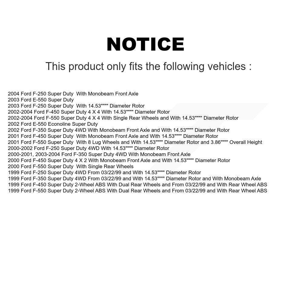 [Avant] Kit de Disque de frein pour Ford F-250 Super Duty F-350 E-550 F-450 F-550 Econoline K8-100154