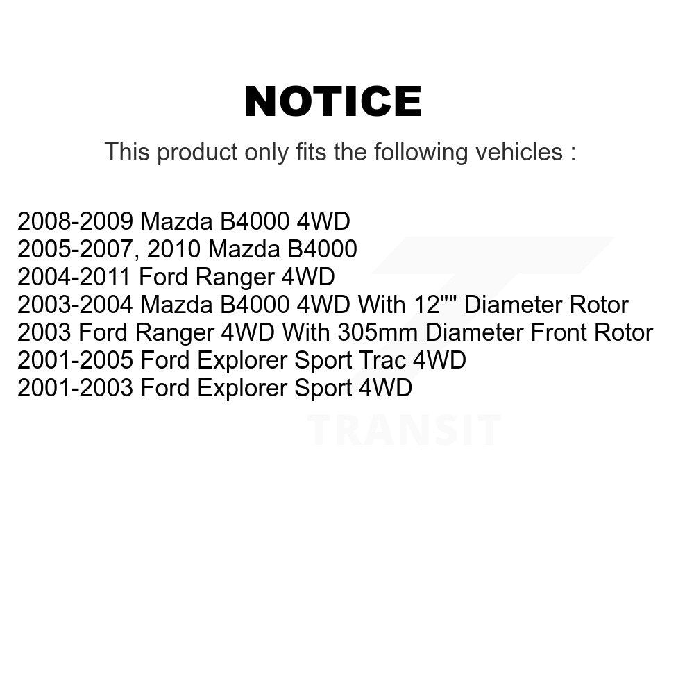 [Avant] Kit de Disque de frein pour Ford Ranger Explorer Sport Trac Mazda B4000 K8-100158