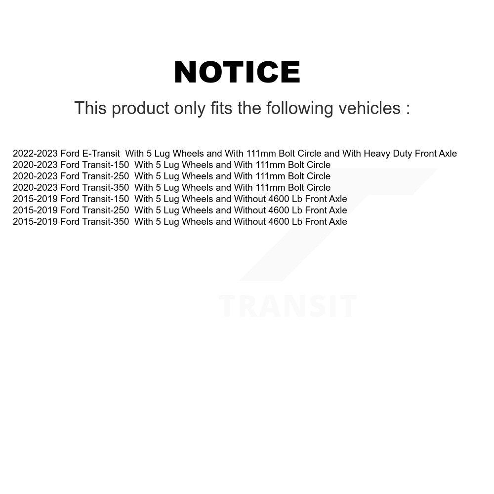 [Avant] Kit de Disque de frein pour Ford Transit-250 Transit-350 Transit-150 K8-100194