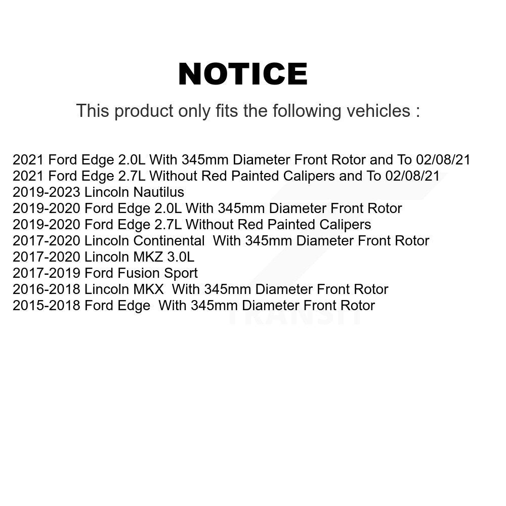 [Avant] Kit de Disque de frein pour Ford Edge Fusion Lincoln MKX MKZ Nautilus Continental K8-100198