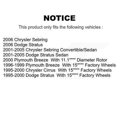 [Avant] Kit de Disque de frein pour Chrysler Sebring Dodge Stratus Cirrus Plymouth Breeze K8-100205