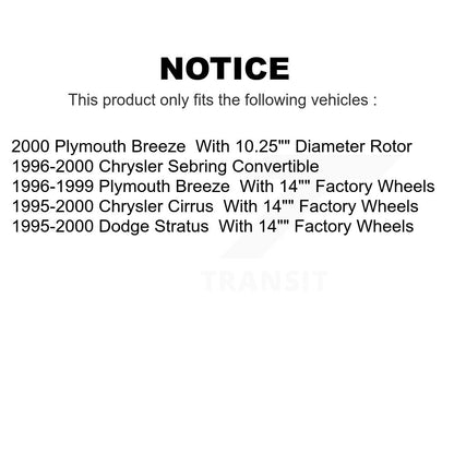 [Avant] Kit de Disque de frein pour Chrysler Sebring Dodge Stratus Cirrus Plymouth Breeze K8-100206