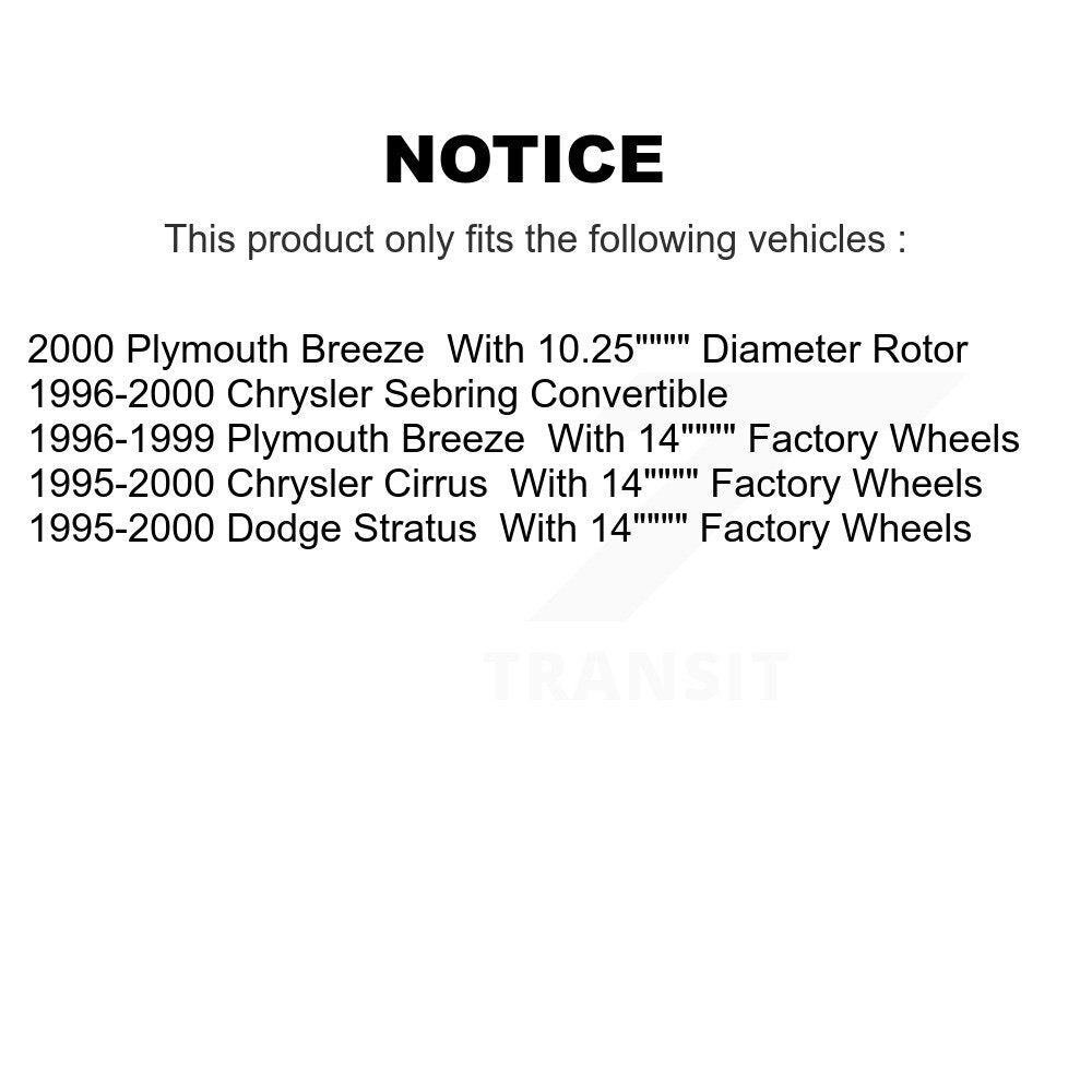 [Avant] Kit de Disque de frein pour Chrysler Sebring Dodge Stratus Cirrus Plymouth Breeze K8-100206