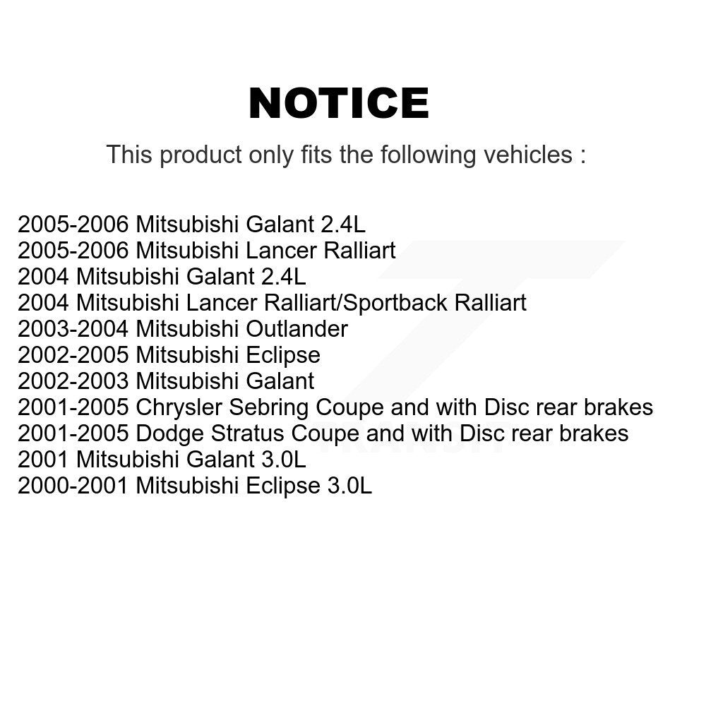 [Avant] Kit de Disque de frein pour Mitsubishi Chrysler Sebring Dodge Stratus Galant Eclipse Lancer Outlander K8-100217
