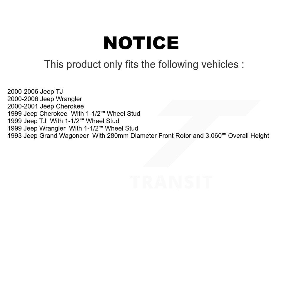 [Avant] Kit de Disque de frein pour Jeep Wrangler Cherokee Grand Wagoneer TJ K8-100218