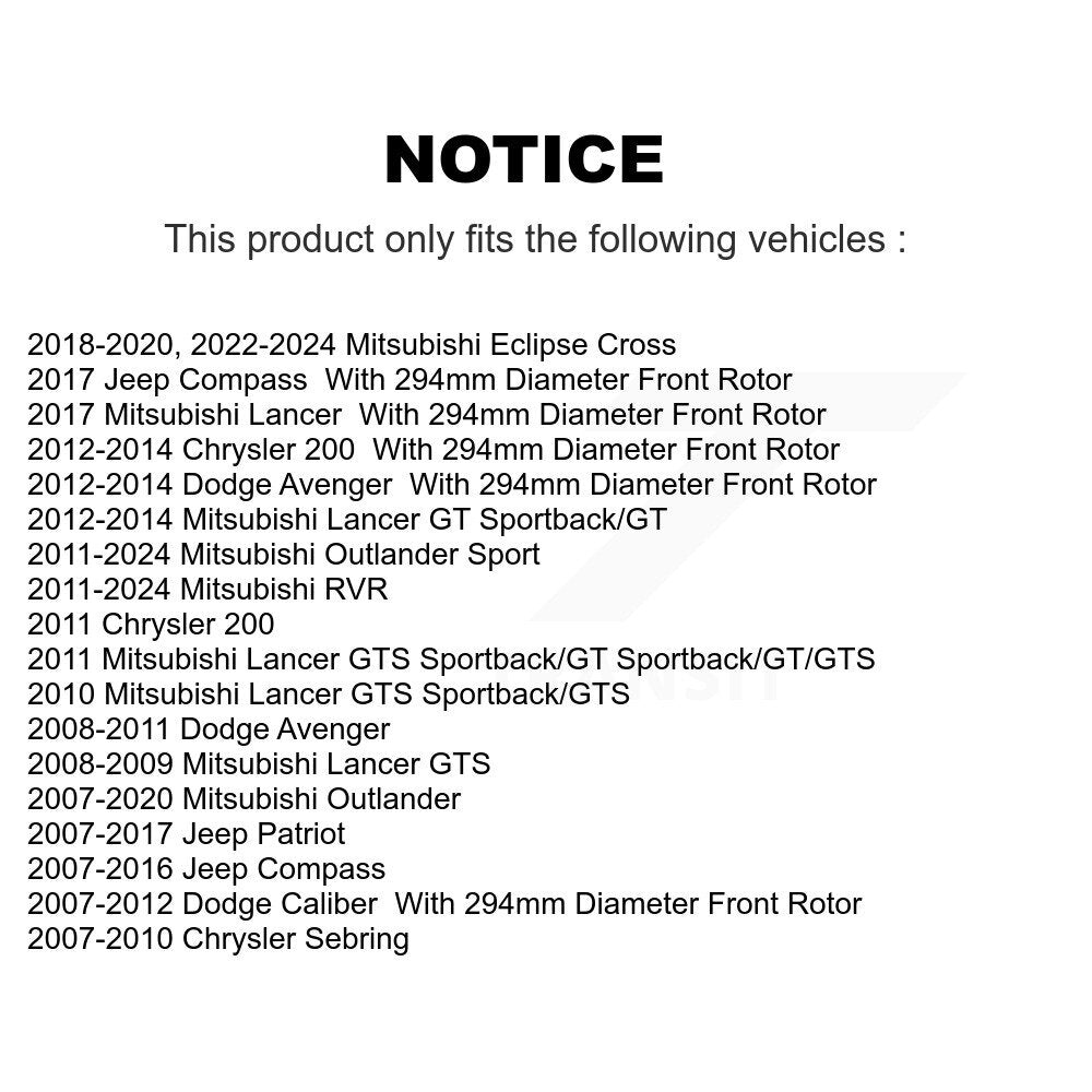 [Avant] Kit de Disque de frein pour Jeep Dodge Patriot Mitsubishi Chrysler Compass Avenger 200 Caliber Outlander Sport Sebring Lancer Eclipse Cross RVR K8-100237