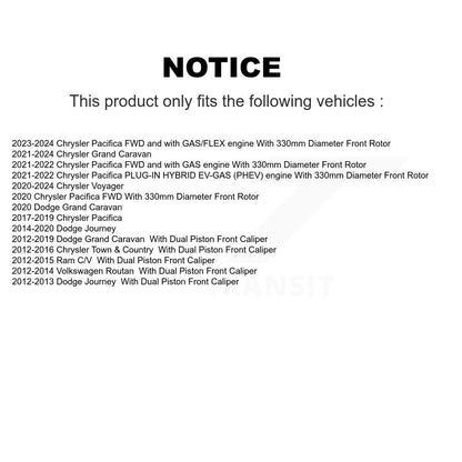 [Avant] Kit de Disque de frein pour Dodge Grand Caravan Chrysler Journey Town & Country Pacifica Ram C/V Volkswagen Routan Voyager K8-100250