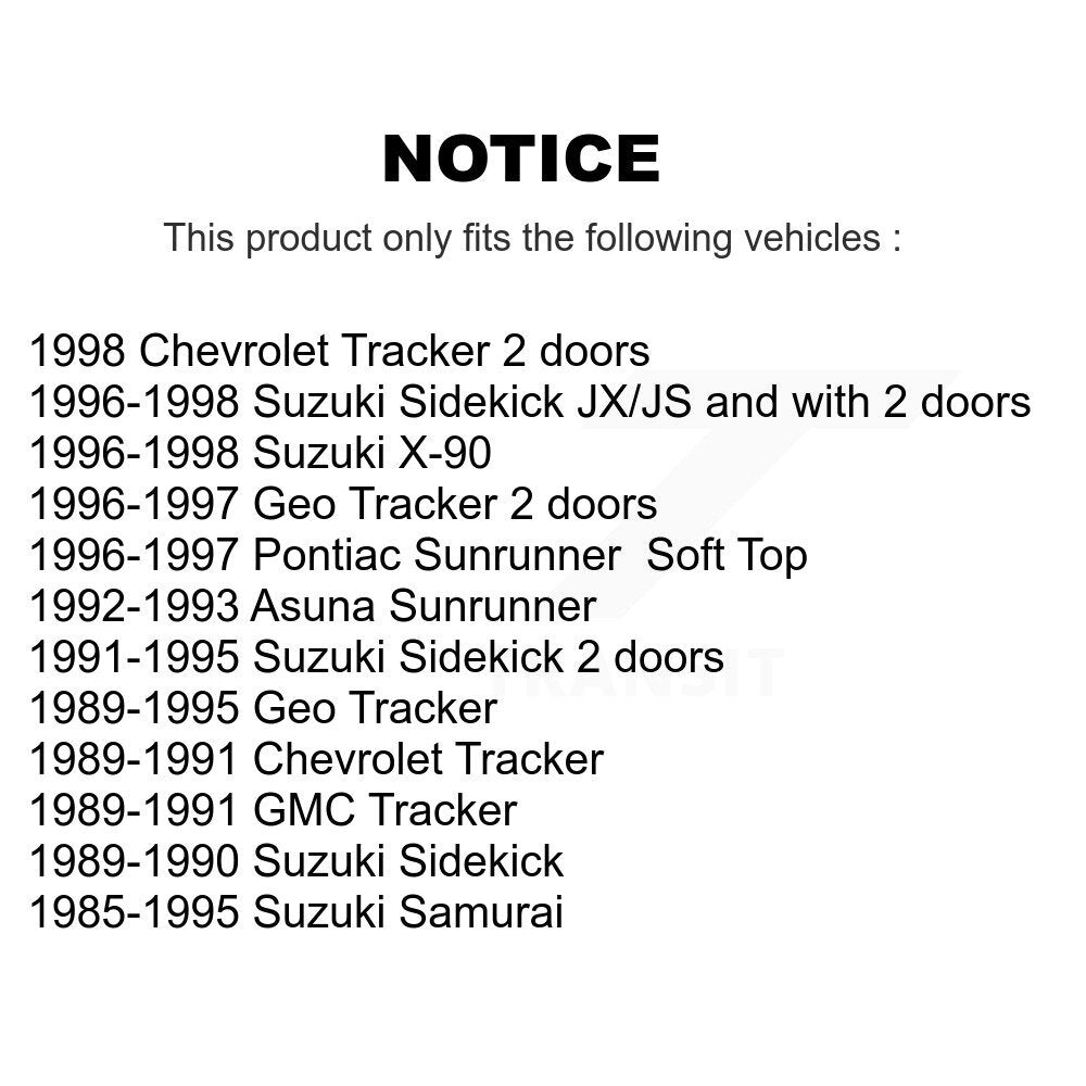 [Avant] Kit de Disque de frein pour Suzuki Tracker Geo Samurai Sidekick Chevrolet X-90 GMC Asuna Pontiac Sunrunner K8-100258