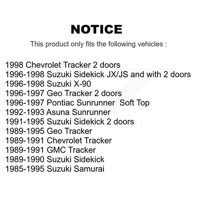 [Avant] Kit de Disque de frein pour Suzuki Tracker Geo Samurai Sidekick Chevrolet X-90 GMC Asuna Pontiac Sunrunner K8-100258