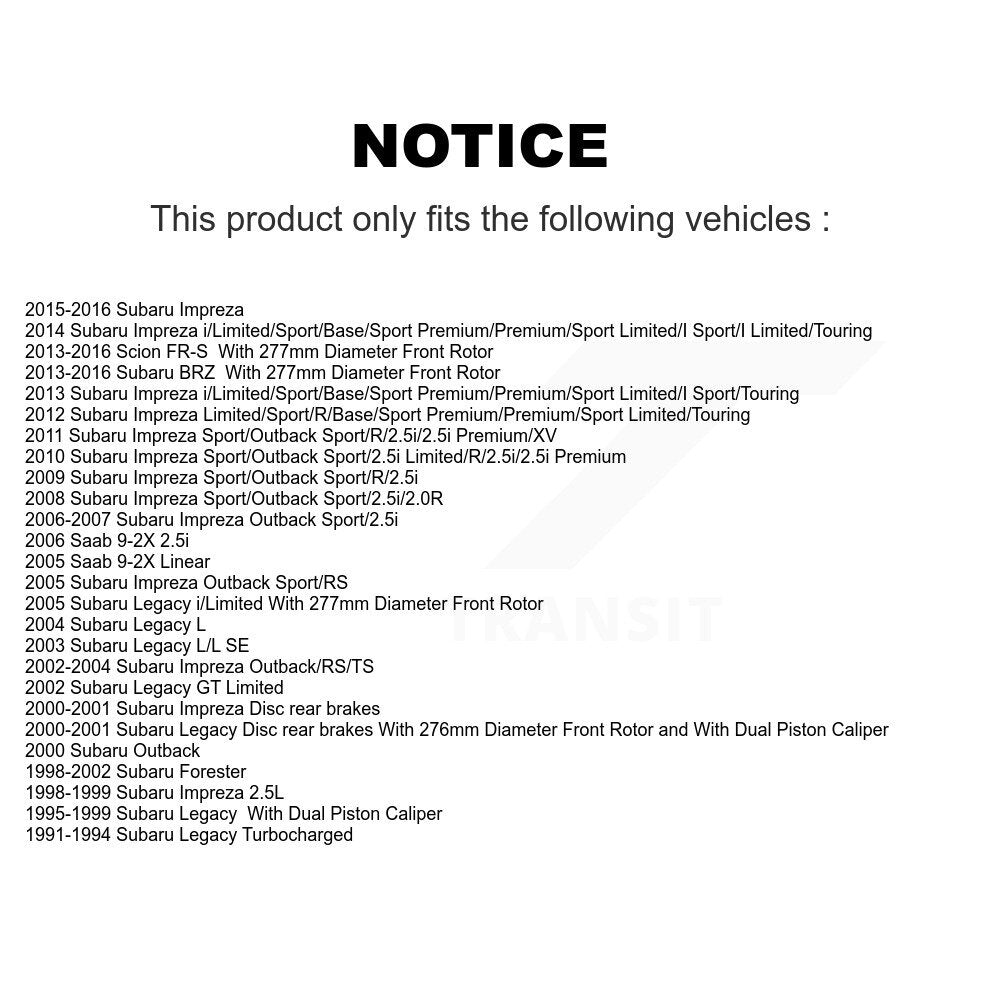 [Avant] Kit de Disque de frein pour Subaru Impreza Legacy Forester Scion FR-S Outback BRZ Saab 9-2X K8-100292