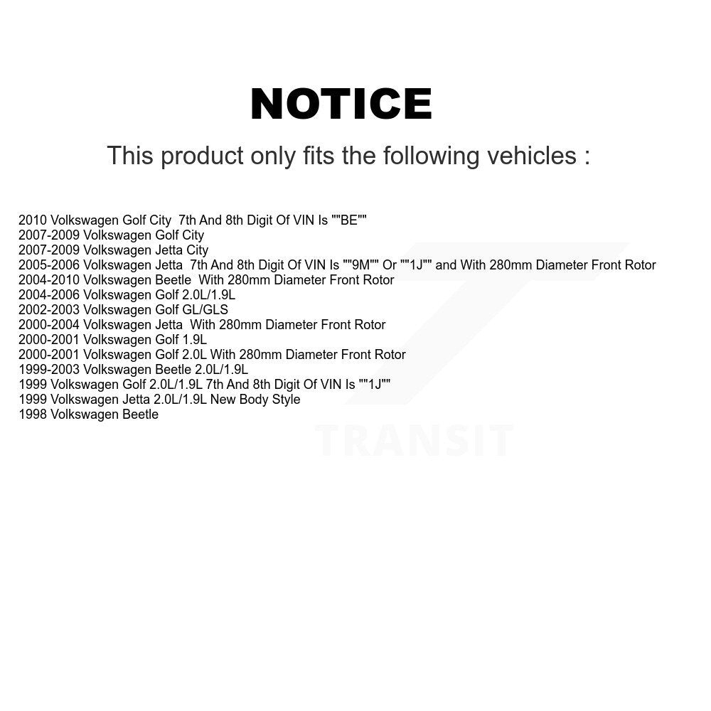 [Avant] Kit de Disque de frein pour Volkswagen Jetta Beetle Golf City K8-100302