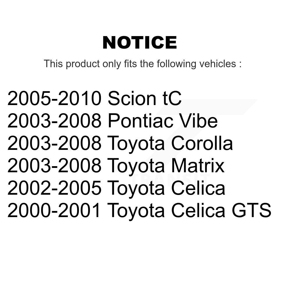 [Avant] Kit de Disque de frein pour Toyota Corolla Matrix Scion tC Pontiac Vibe Celica K8-100316