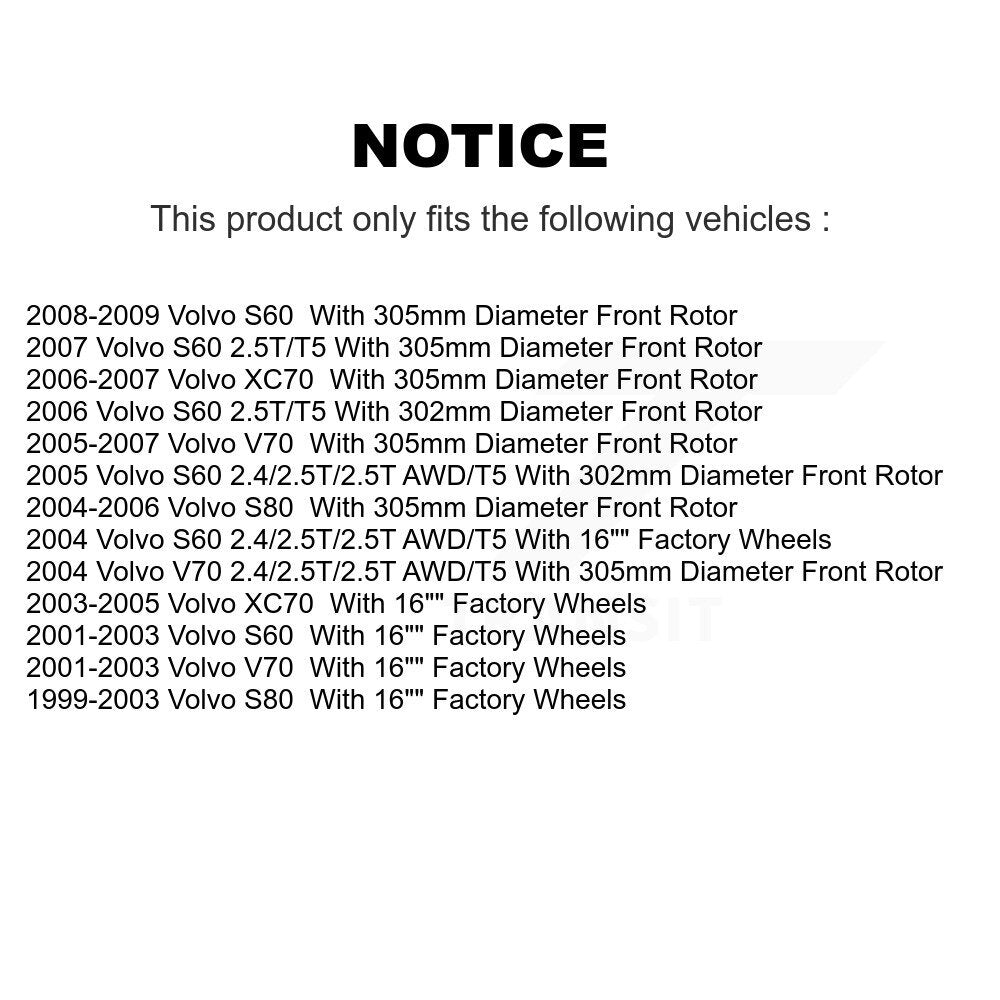 [Avant] Kit de Disque de frein pour Volvo S60 V70 XC70 S80 K8-100333