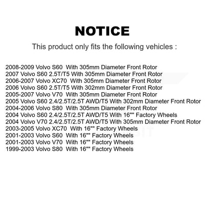 [Avant] Kit de Disque de frein pour Volvo S60 V70 XC70 S80 K8-100333