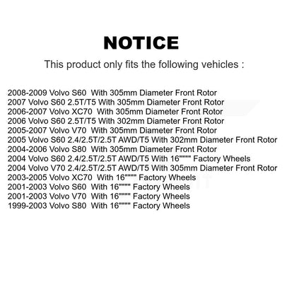 [Avant] Kit de Disque de frein pour Volvo S60 V70 XC70 S80 K8-100333