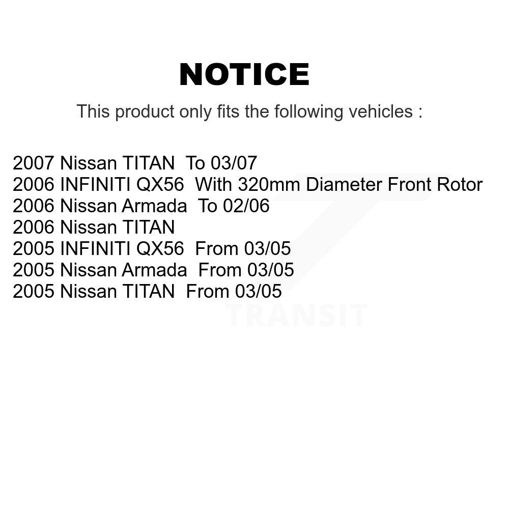[Avant] Kit de Disque de frein pour Nissan TITAN Armada INFINITI QX56 K8-100413