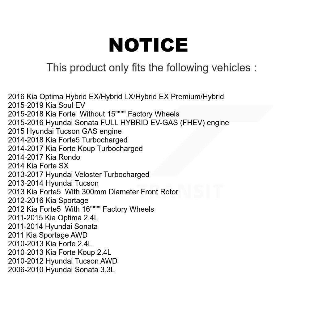 [Avant] Kit de Disque de frein pour Hyundai Sonata Kia Optima Forte Tucson Sportage Veloster Forte5 Koup Soul EV Rondo K8-100419