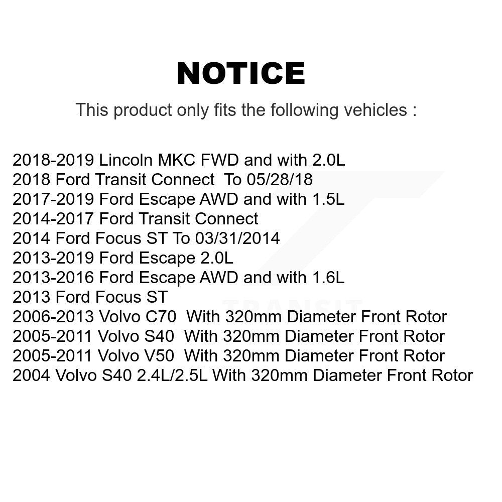 [Avant] Kit de Disque de frein pour Ford Escape Focus Transit Connect Volvo S40 Lincoln MKC C70 V50 K8-100444