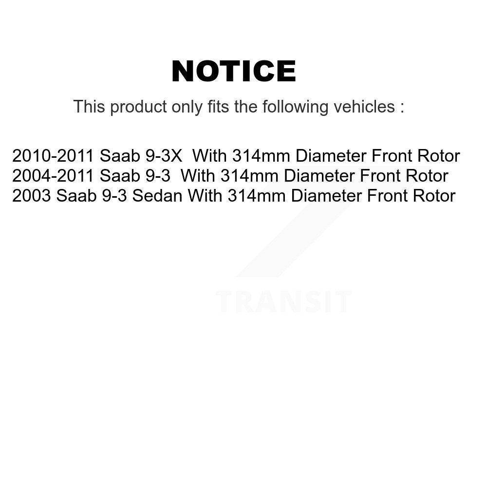 [Avant] Kit de Disque de frein pour Saab 9-3 9-3X avec 314mm Diameter Rotor K8-100452