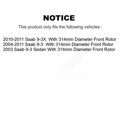 [Avant] Kit de Disque de frein pour Saab 9-3 9-3X avec 314mm Diameter Rotor K8-100452