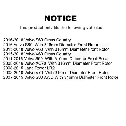 [Avant] Kit de Disque de frein pour Volvo S60 XC70 S80 Land Rover LR2 V60 Cross Country V70 K8-100471
