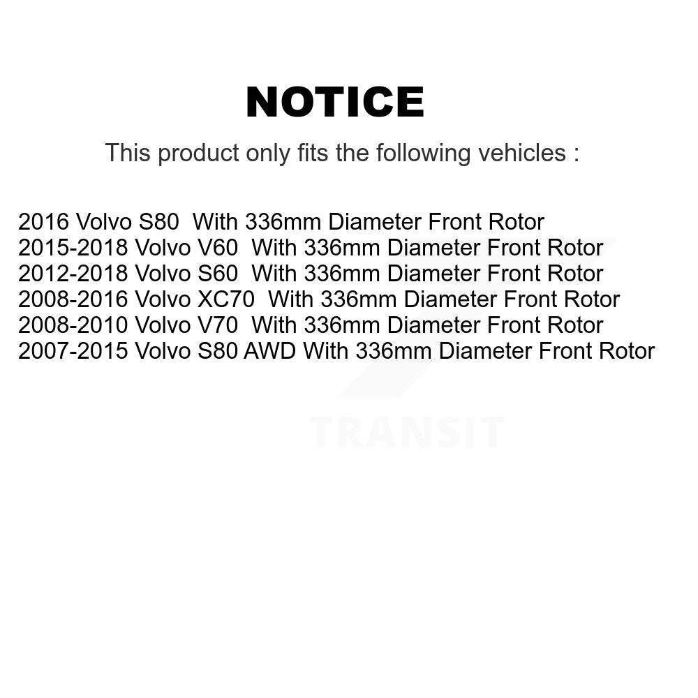 [Avant] Kit de Disque de frein pour Volvo S60 XC70 S80 V60 V70 avec 336mm Diameter Rotor K8-100476