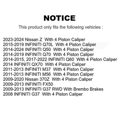 [Avant] Kit de Disque de frein pour INFINITI G37 Q50 Nissan 370Z Q60 M37 Q70 Q70L QX70 M56 FX50 Z K8-100478
