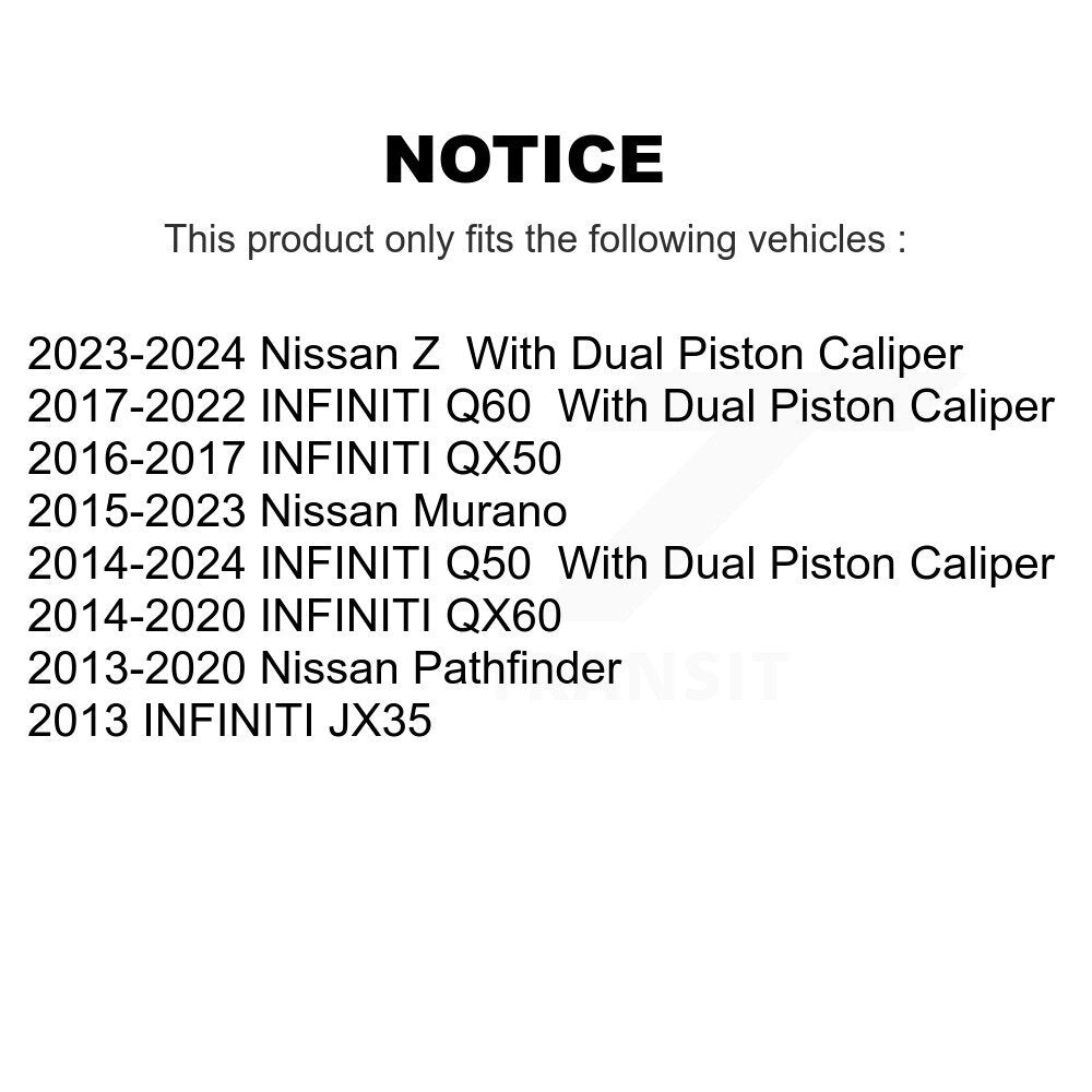 [Avant] Kit de Disque de frein pour Nissan INFINITI Pathfinder Murano QX60 Q50 JX35 QX50 Q60 Z K8-100538