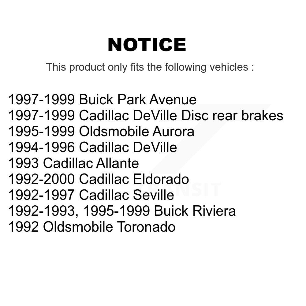 [Arrière] Kit de Disque de frein pour Cadillac DeVille Buick Park Avenue Eldorado Seville Riviera Oldsmobile Aurora Allante Toronado K8-100566