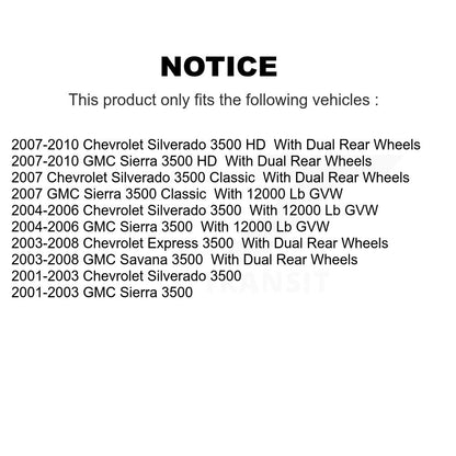 [Arrière] Kit de Disque de frein pour Chevrolet Express 3500 Silverado GMC Savana HD Sierra Classic K8-100577