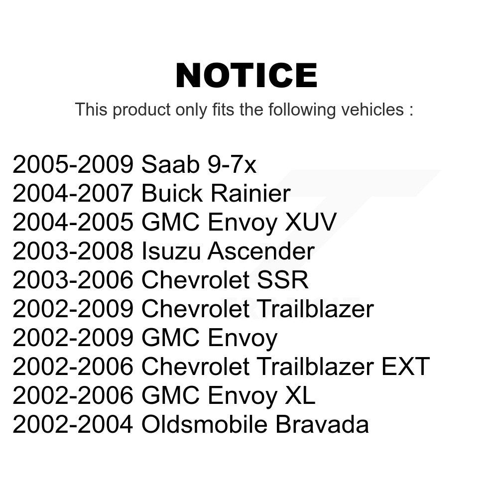 [Arrière] Kit de Disque de frein pour Chevrolet Trailblazer GMC Envoy EXT XL Buick Rainier Oldsmobile Bravada XUV SSR Isuzu Ascender Saab 9-7x K8-100578