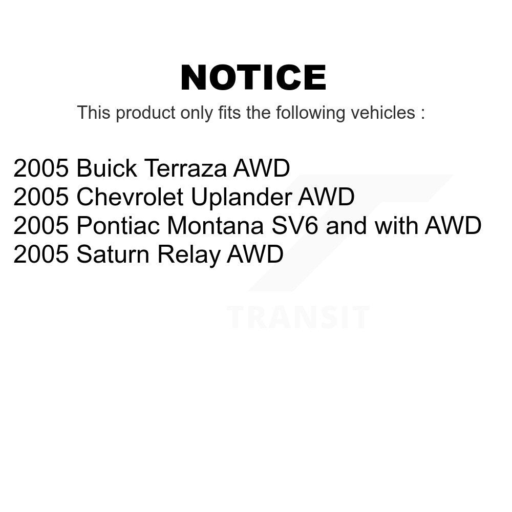 [Arrière] Kit de Disque de frein pour 2005 Chevrolet Uplander Pontiac Montana Buick Terraza Saturn Relay K8-100587