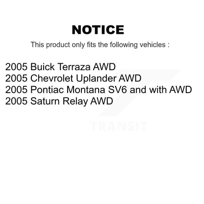 [Arrière] Kit de Disque de frein pour 2005 Chevrolet Uplander Pontiac Montana Buick Terraza Saturn Relay K8-100587