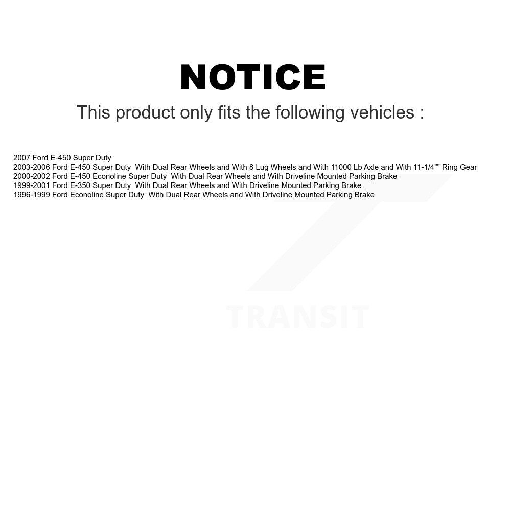 [Arrière] Kit de Disque de frein pour Ford E-350 Super Duty E-450 Econoline K8-100634