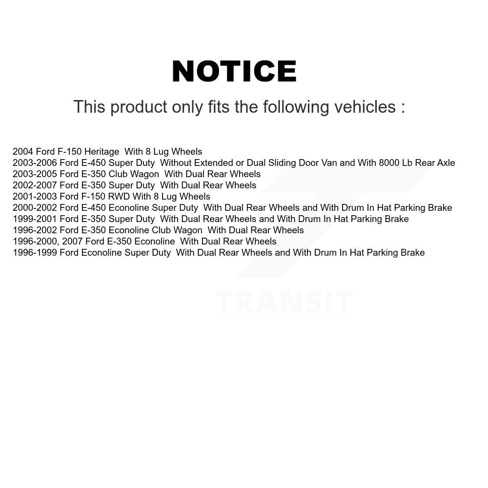 [Arrière] Kit de Disque de frein pour Ford F-150 E-350 Super Duty Econoline Club Wagon Heritage E-450 K8-100639