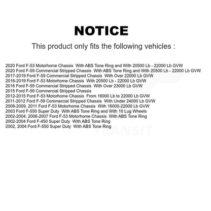 [Arrière] Kit de Disque de frein pour Ford F59 F-550 Super Duty F-450 F-53 Motorhome Chassis F-59 Commercial Stripped K8-100653