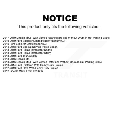 [Arrière] Kit de Disque de frein pour Ford Explorer Taurus Flex Police Interceptor Utility Lincoln Sedan MKS MKT Special Service K8-100670