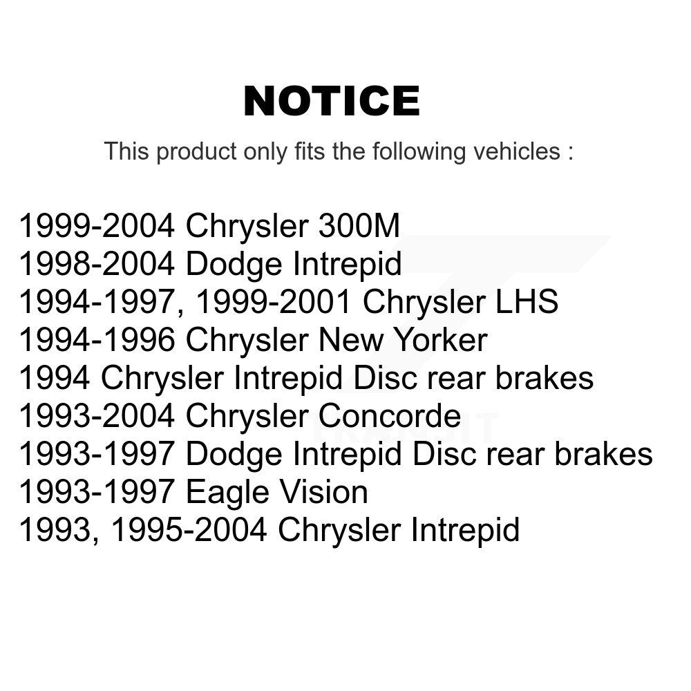 [Arrière] Kit de Disque de frein pour Chrysler Dodge Intrepid Concorde 300M LHS Eagle Vision New Yorker K8-100679