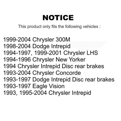 [Arrière] Kit de Disque de frein pour Chrysler Dodge Intrepid Concorde 300M LHS Eagle Vision New Yorker K8-100679