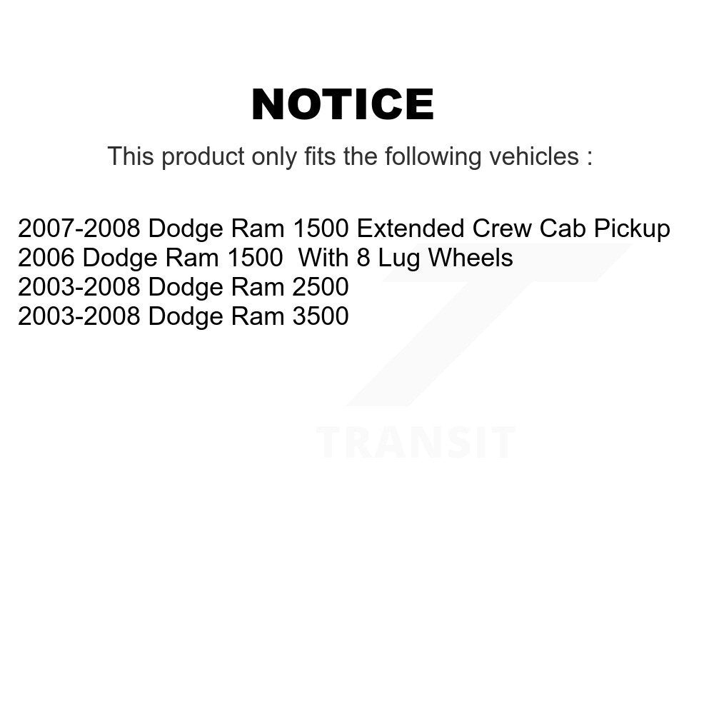 [Arrière] Kit de Disque de frein pour Dodge Ram 2500 1500 3500 K8-100690