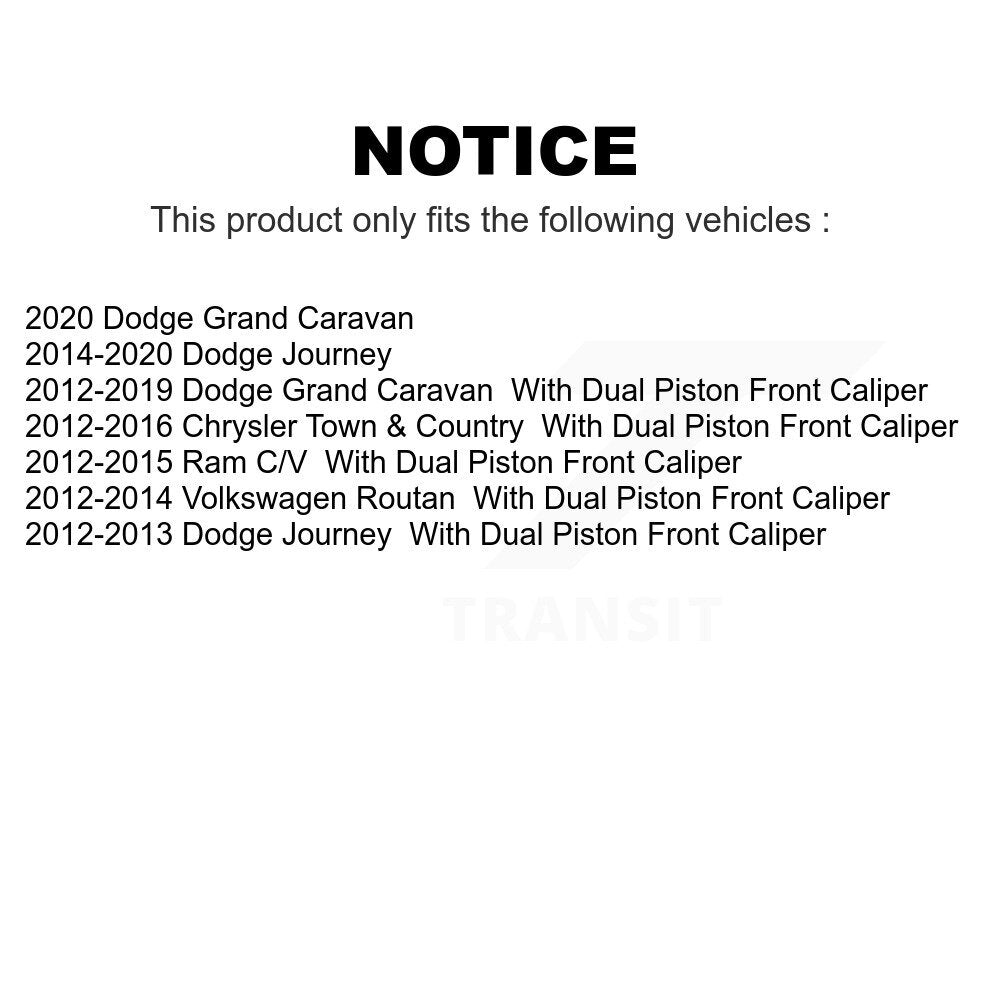 [Arrière] Kit de Disque de frein pour Dodge Grand Caravan Journey Chrysler Town & Country Ram C/V Volkswagen Routan K8-100712