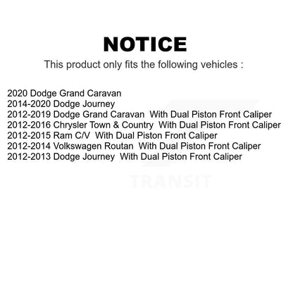 [Arrière] Kit de Disque de frein pour Dodge Grand Caravan Journey Chrysler Town & Country Ram C/V Volkswagen Routan K8-100712