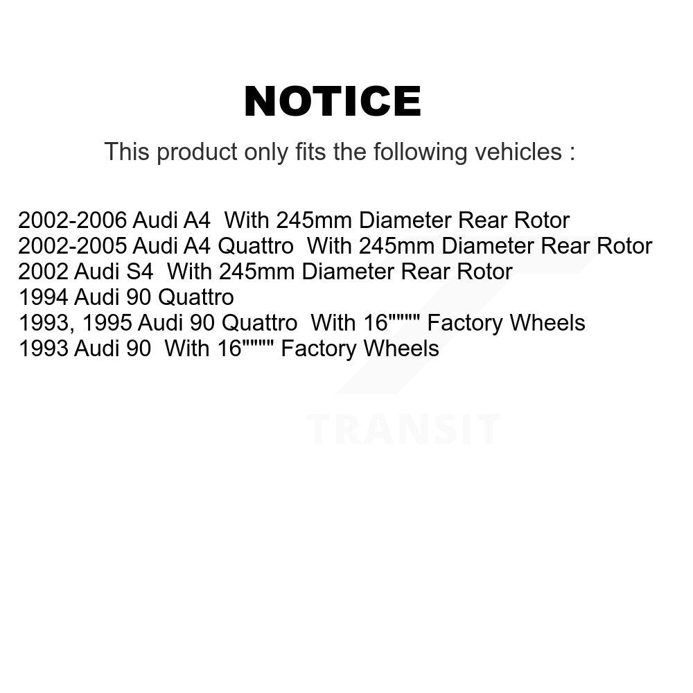 [Arrière] Kit de Disque de frein pour Audi A4 Quattro S4 90 K8-100732