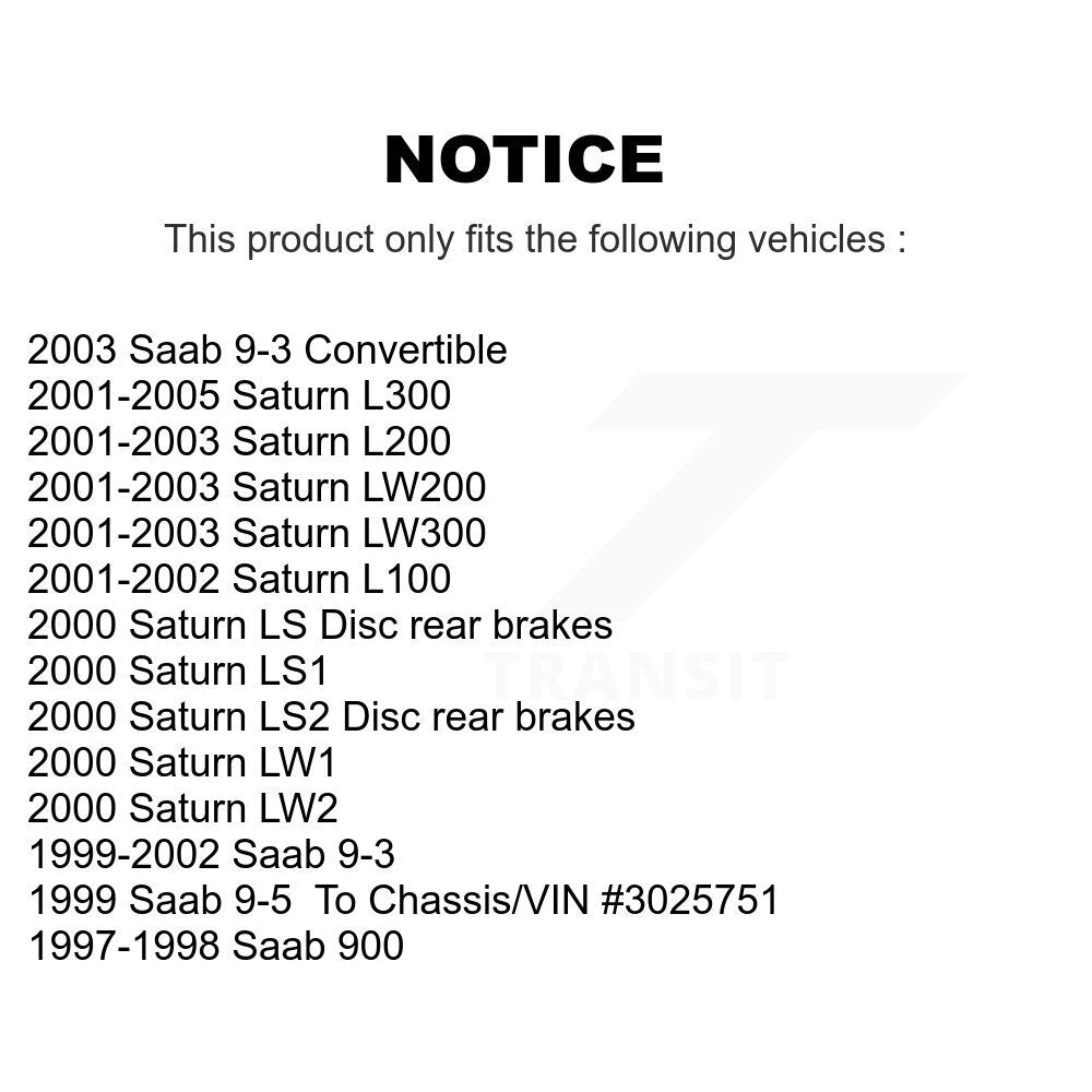 [Arrière] Kit de Disque de frein pour Saturn L200 Saab 9-3 L300 LS1 L100 LW200 LS2 900 LW300 9-5 LW2 LW1 LS K8-100744