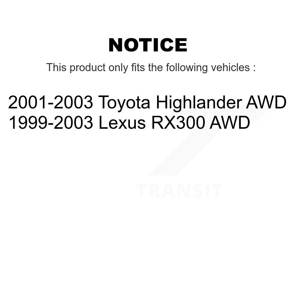 [Arrière] Kit de Disque de frein pour Lexus RX300 Toyota Highlander AWD K8-100751